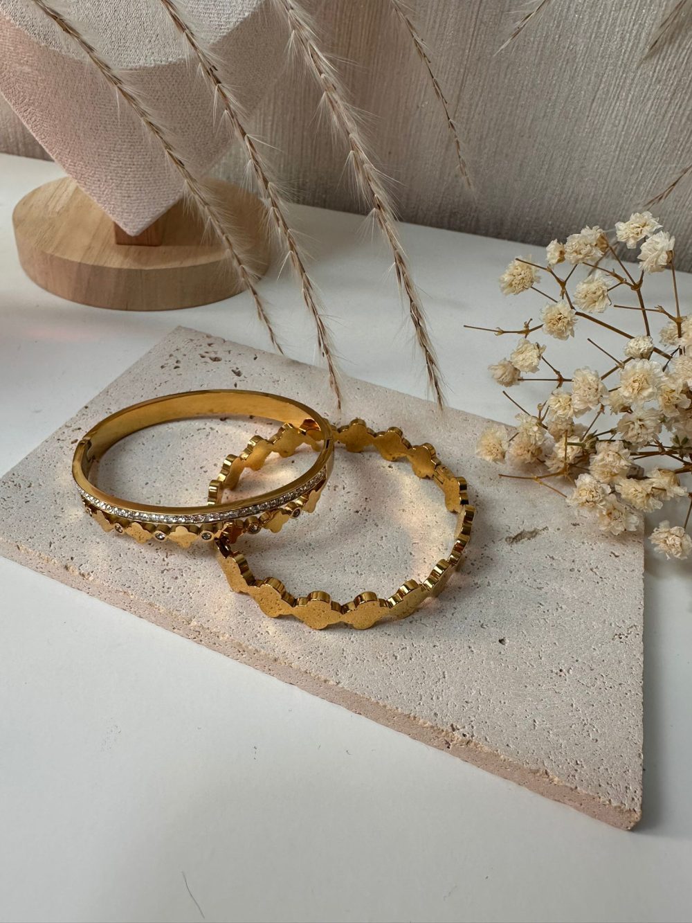Clover Double Lined Zircon Bangle - Image 3