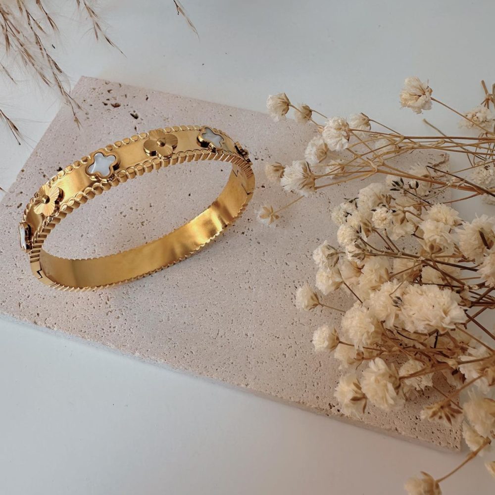 Twin Blanche Clover Bangle